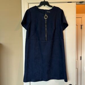 Calvin Klein Navy Ultra Suede Dress 16w